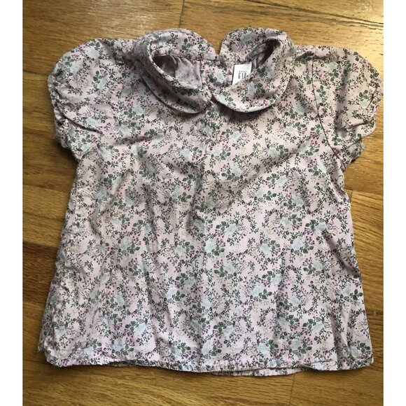 Gap Floral 12-18M Blouse With Peter Pan Collar - Picture 1 of 5